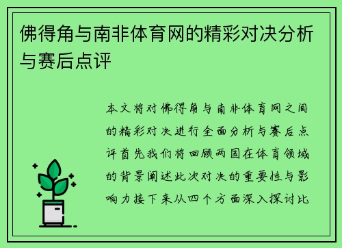 佛得角与南非体育网的精彩对决分析与赛后点评